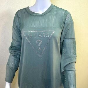 GUESS Women's Green Mesh Sweatshirt
